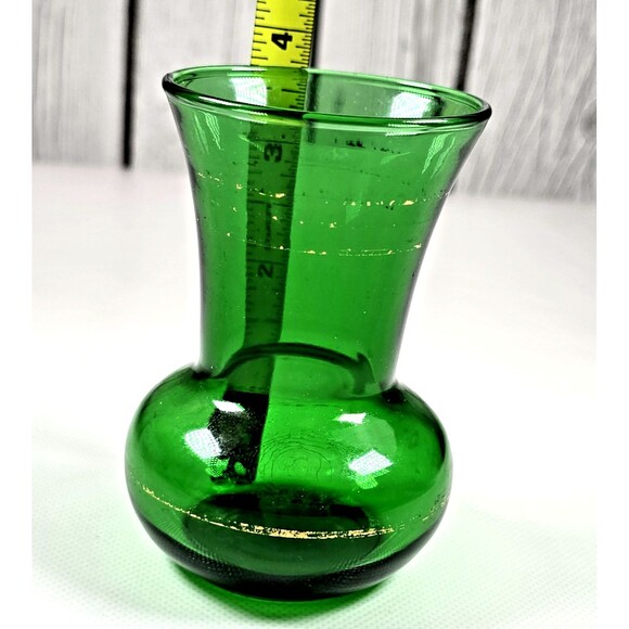Anchor Hocking Forest Green Glass Bud Vase 3.75in Small Vintage Mid Century - Picture 7 of 8